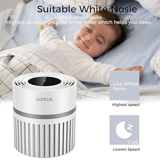 Azeus Air Purifier for Large Room With High CARD Rate, Portable Desktop Air Purifier With H13 True HEPA Filter and 3 Modes for Travelling Small Room, Bedroom, Home,Office