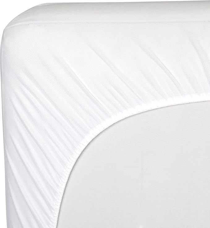 Sealy Baby Stain Protect Antimicrobial Fitted Waterproof Infant Crib Mattress Protector Pad and Toddler Bed Cover, Durable and Comfortable Topper, Machine Washable & Dryer Friendly, 52” x 28”- White