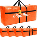 4 Pcs 66 Gallon Large Moving Bags with Zipper and Handles Foldable Storage Duffle Bags Heavy Duty Extra Large Totes for College Dorm Travel Clothes Blankets Bedding Moving (Orange)