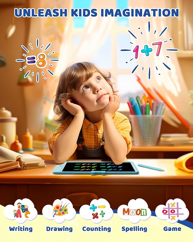 UCIDCI LCD Writing Tablet 10inch Doodle Board - Colorful Screen Electronic Toddler Drawing Tablet Drawing Pad, Educational Learning Toddler Toys for 3 4 5 6 7 8 Year Old Kids Girls Boys