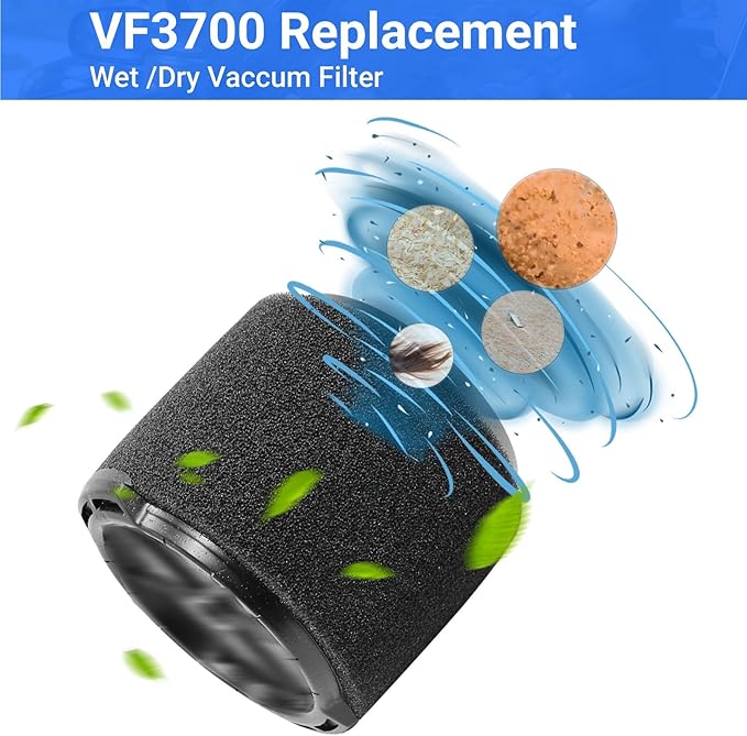 1 Pack VF3700 Filter Compatible with Rigid Vac 3-4.5 Gallon Vacuum Cleaners, Wet Application Foam Filter Fit WD3050, WD4070, WD4080, WD4522, 4000RV