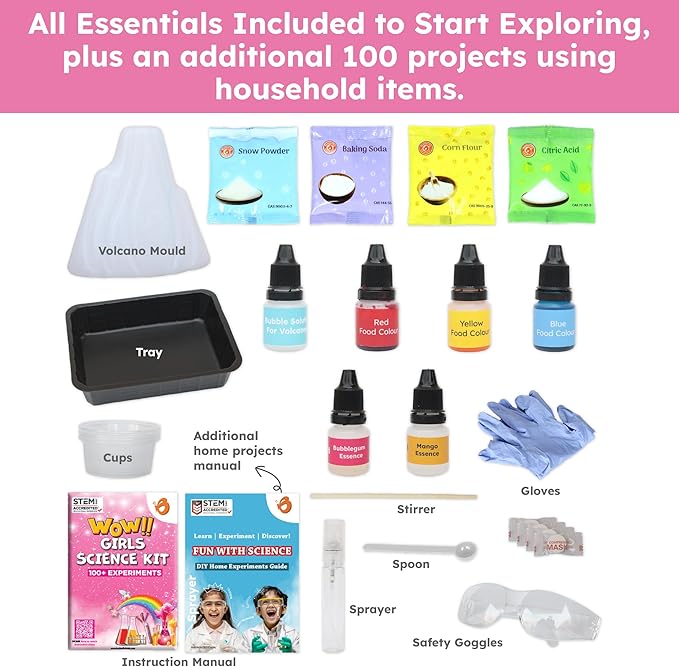 Butterfly EduFields 100+ Girls Science Kit for Kids Ages 4 5 6 7 8 | Girls in STEM & Science Experiments | Educational Gift Ideas for 4 5 6 7 8 Year Old Girl | STEM Projects, Fun Learning