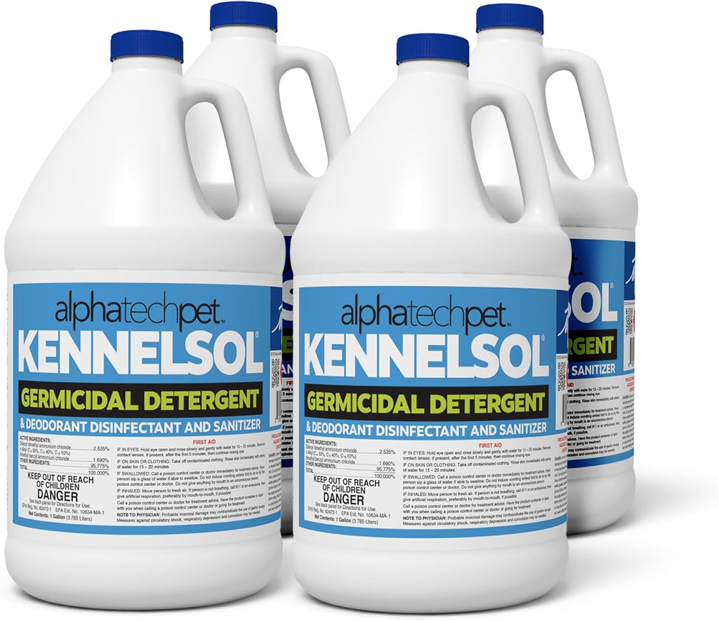 ATP KennelSol 1-Step Kennel Cleaner - 1 Gallon (Pack of 4) Liquid Disinfectant, Effective Against Bacteria and Viruses, Deodorizer Wintergreen Scent by Alpha Tech Pet