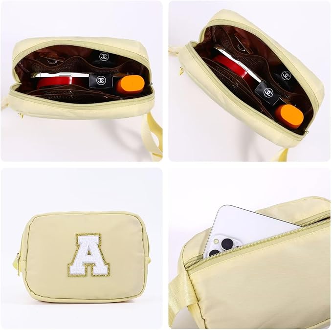 YOOLIFE Bridesmaid Gifts - Bridesmaid Proposal Gift Wedding Day, Bridal Shower Gifts, Maid of Honor Gifts, Bachelorette Party Decorations Favors, Khaki Initial Crossbody Bag Belt Bag B