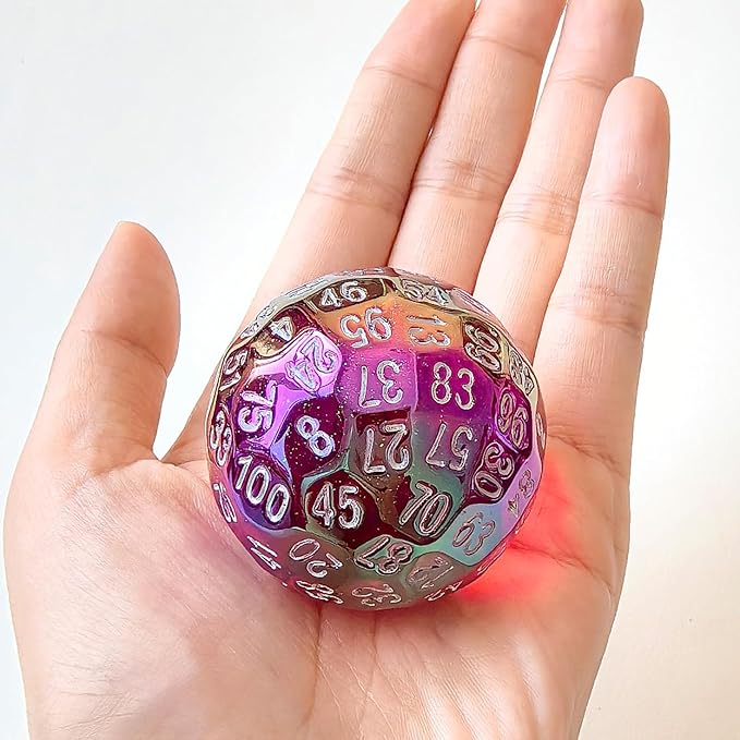 Bescon Dazzling Red 100 Sided Dice, Game Dice D100, Polyhedral Solid 100 Sides Dice 45MM in Diameter (1.8inch)