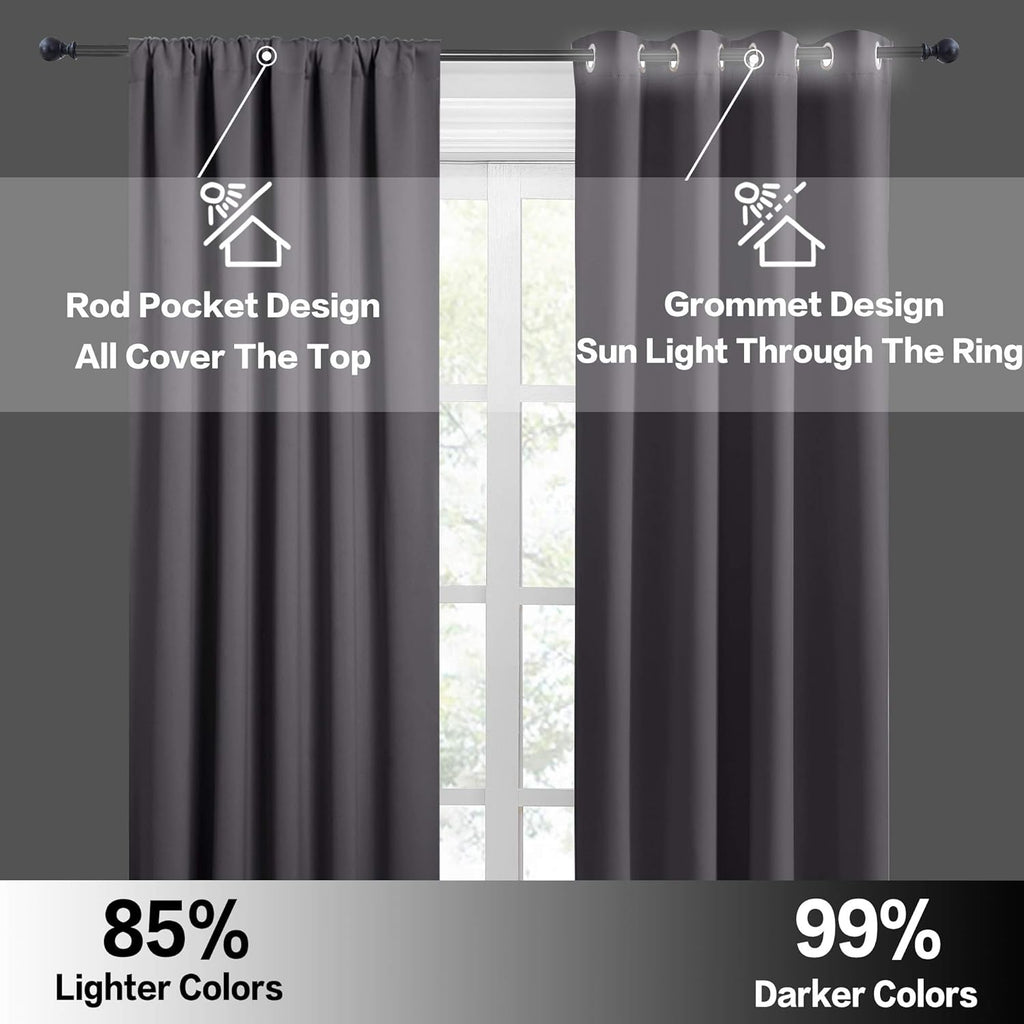 RYB HOME Blackout Curtains 84 inches Long 2 Panels Set for Living Room, Thermal Insulating Privacy Curtains & Drapes for Doorway Temporary Door Alternative Accordion Door, Grey, W 42 x L 84