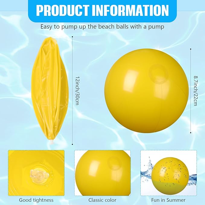 2 Pcs Inflatable Beach Ball 8 inch Swimming Pool Balls Summer