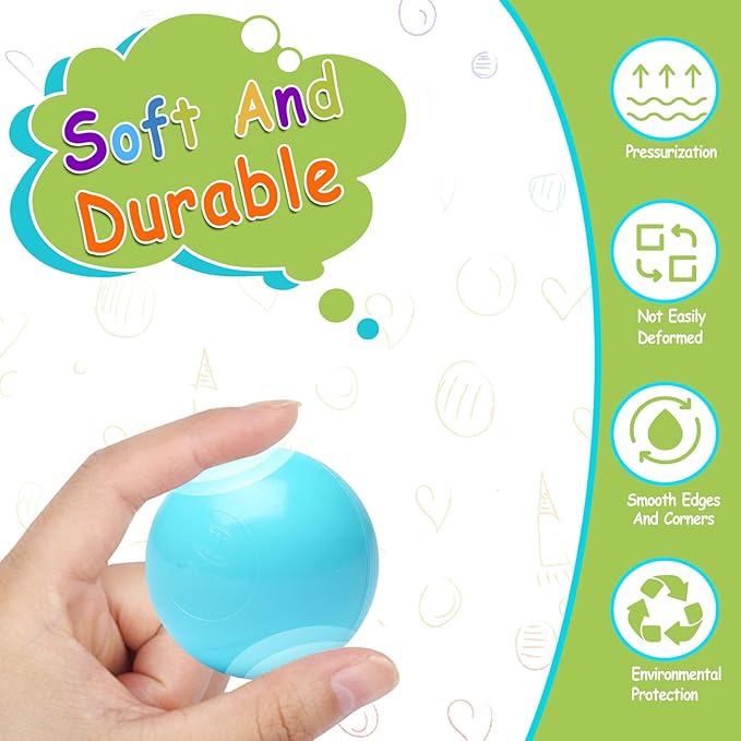 Vanland Ball Pit Balls for Baby and Toddler Phthalate Free BPA Free Crush Proof Plastic - Multicolored Pit Balls in Reusable Play Toys for Kids with Storage Bag
