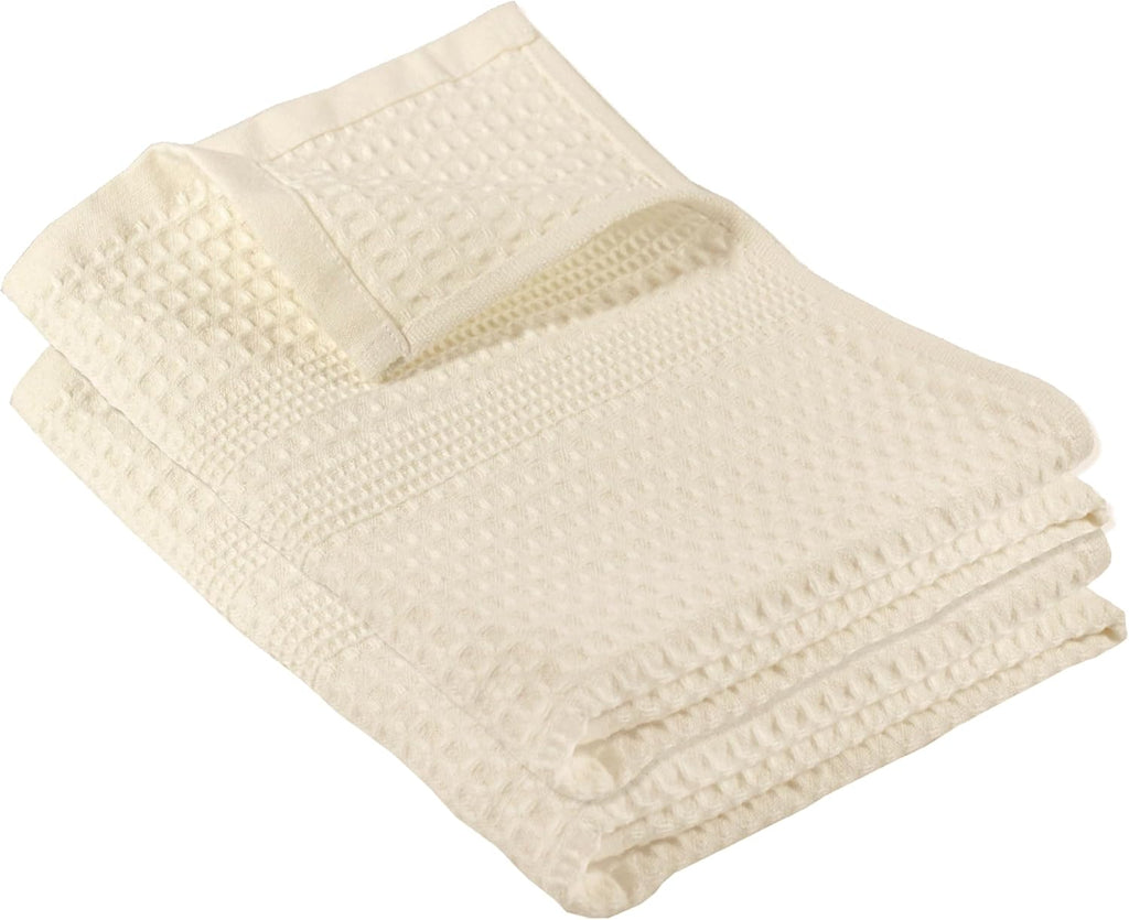 GILDEN TREE Waffle Hand Towels for Bathroom Quick Dry Towel Super Absorbent Thin 100% Cotton Hand Towels Lint Free, Hand Towels for Bathroom Set of 2, Classic Style (Cream)