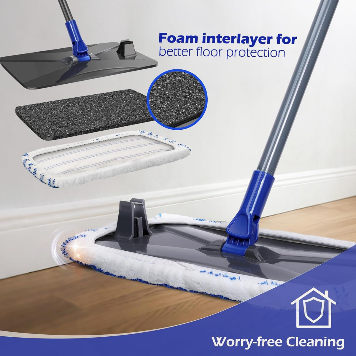 Masthome Microfiber Mop,Large Surface Flat Mop with 5 Reusable Pads,Hardwood Floor Mops for Dry and Wet Use,Microfiber Mops for Floor Cleaning-1 Cleaning Scraper Included