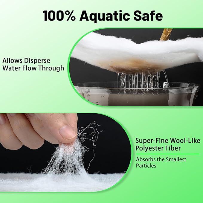 hygger 3/4'' Thick Aquarium Filter Floss 12"x 68" Poly Fiber Fish Tank Filter Media Water Polishing Filter Pad for Sump Canister Hang On Back Filter Cut to Size