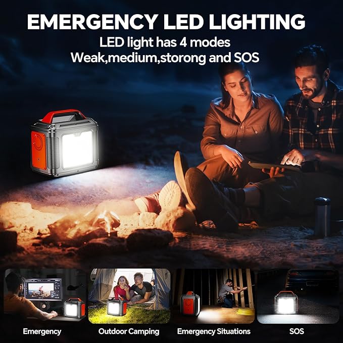 Portable Power Station, 300W 296Wh Generator Quick Charge / 110V AC Outlets/DC Ports and LED Flashlight, panel 60W for Home Outdoor Travel Camping Blackout