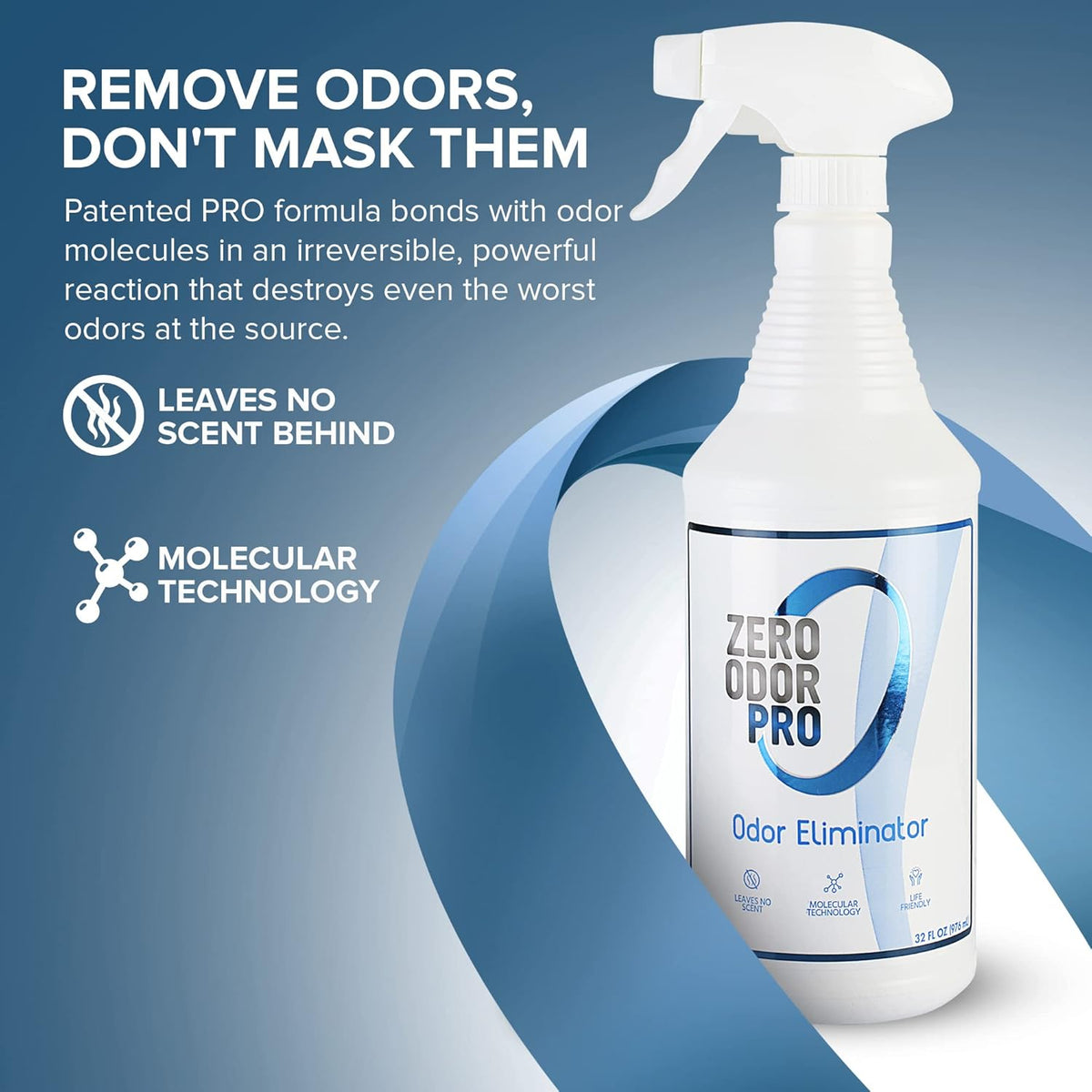 Zero Odor Pro - Commercial Strength Eliminator Odor Neutralizer, Room Deodorizer Odor Eliminator Musty Smell - Strongest Odor Eliminator Trigger Spray, (32-ounce)
