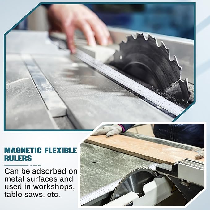 1 Pcs 39.37 Inch Magnetic Ruler Flexible Magnetic Ruler Magnet Measuring Tape with Both Inches and Centimeters, Suitable for Whiteboard, Lathes, Workshops, Table Saws, Mills, Easy to Take
