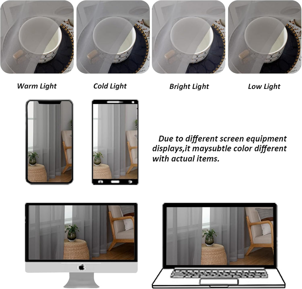 Chyhomenyc Sheer Charcoal Grey Valances for Windows 2 Pack, Small Window Curtains for Living Room Bathroom Cafe Laundry Basement, Modern Top Dual Rod Pocket Voile Curtain, 42W x 18L inches