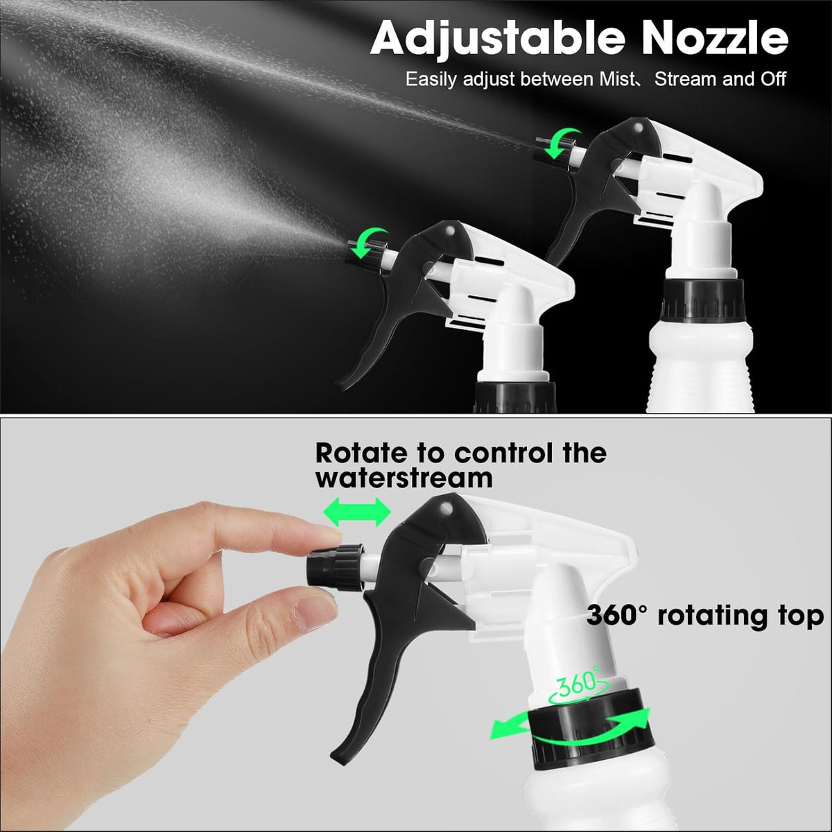 Eccliy 12 Pcs 16 Oz Plastic Spray Bottle, Adjustable Empty Reusable Sprayer for Cleaning, Planting, Water, Bathroom and Kitchen, BBQ, Commercial and Residential(Black, Yellow,Original)