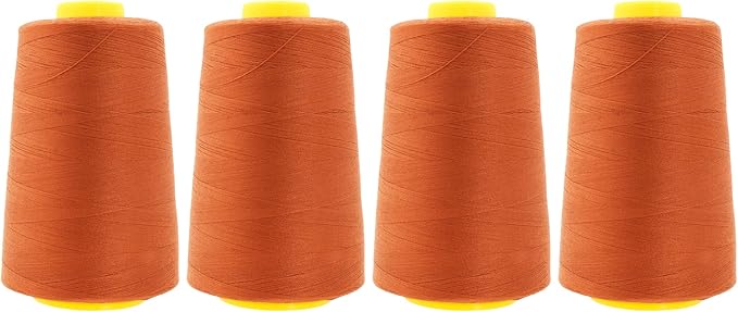 Mandala Crafts 4 Pack of Serger Threads Cones Spools - 40S/2 24000 Yards Polyester Rust Threads for Sergers Machine and Overlock Quilting Sewing Machine