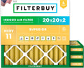Filterbuy 20x20x2 Air Filter MERV 11 (MPR 1200) Allergen Defense Replacement (4-Pack), Electrostatic Pleated HVAC AC Furnace Filters, Made in USA (Actual Size: 19.50 x 19.50 x 1.75)