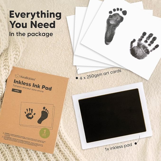 1-Pack Inkless Baby Hand and Footprint Kit - Mess Free Ink Pad for Newborn Keepsake, Dog Nose & Paw Print Kit, Clean Touch Ink Pad for Baby Hand & Footprints, Ideal New Mom Gifts (Jumbo)