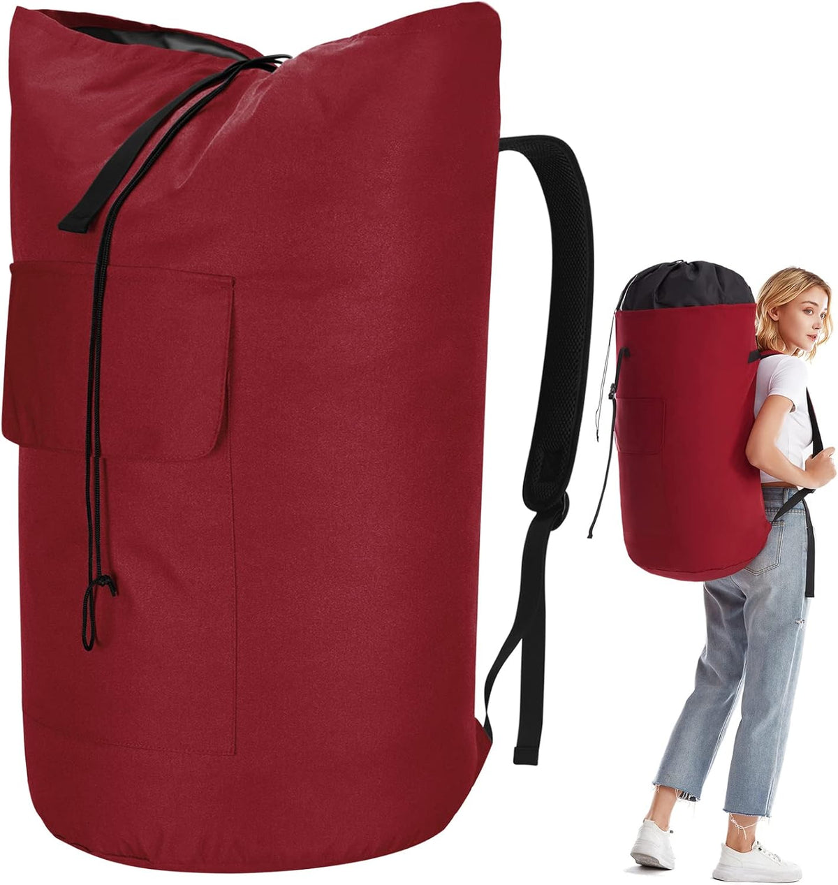 Extra Large Laundry Bag 115L, College Dorm Room essentials, Laundry Backpack Bag for College, Red Laundry Bag Backpack, Heavy Duty Laundromat Bags, Portable Laundry Duffle Bag for Camping, Apartment