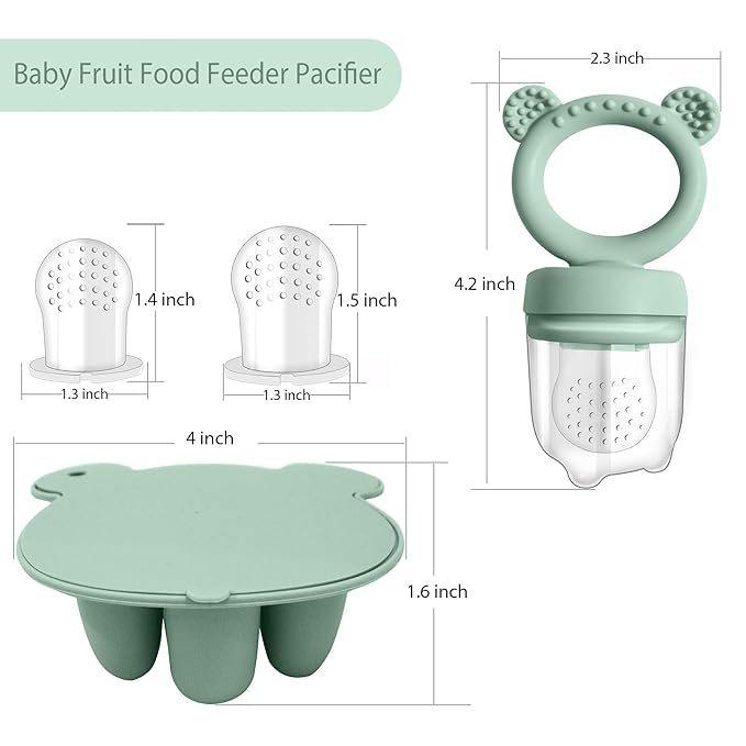 Silicone Baby Food Freezer Tray with Teething Popsicle Molds - Baby Fruit Feeder and Breastmilk Teether Combo