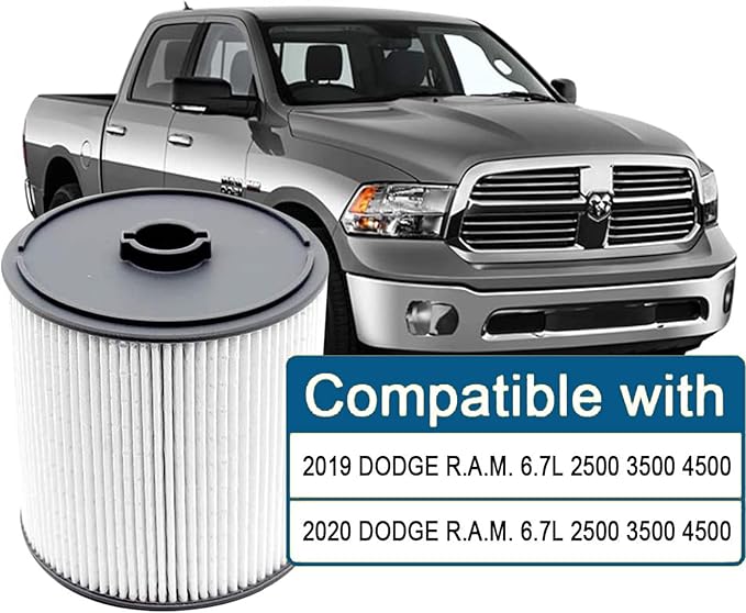 2 PCS AULDAY Fuel Filter Fits for Ram 2500 3500 4500 5500 6.7L 2019 2020 2021 2022 Diesel Engine For Ram 1500 2020 3.0L V6 Eco Diesel Frame Chassis Mounted OE# 68436631AA PF46152
