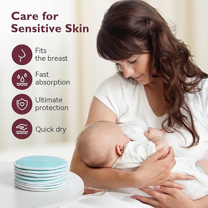 Momcozy Reusable Nursing Pads, Innovative Use of One Way Moisture-Wicking Fabric & 4 - Layer Washable Breast Pads, Super Absorbent and Large Capacity, 6 Pack + Wet and Dry Separation Bag + Wash Bag