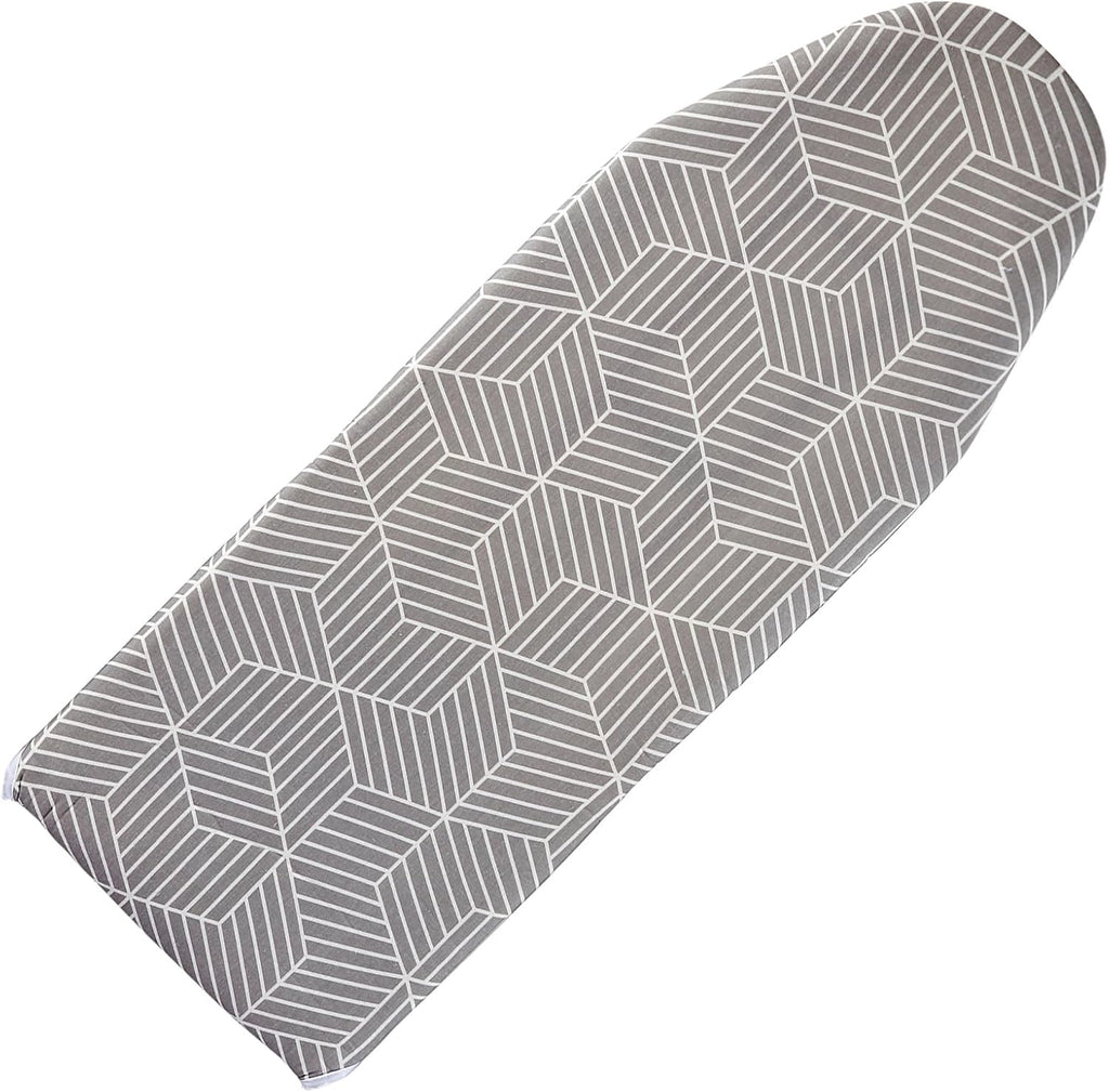 Seiritex Over The Door Ironing Board Cover 14 x 42 inch, Thick Padding and Heat Reflective with Hook and Loop Fasteners, 3 Layers Iron Board Cover (Gray Cube)