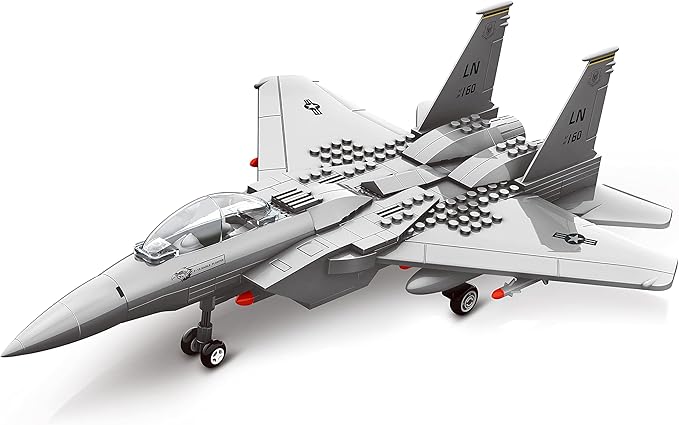 Apostrophe Games Fighter Jet Building Block Set – 227-Pcs F-15 Eagle Fighter Toys Set – Plane for Kids Older Than 10 and Adults – Compatible with All Building Bricks