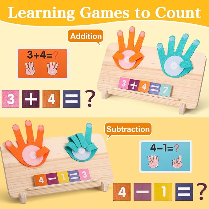 2 in 1 Math Toy for Toddlers 3 4 5 6 7,Addition and Subtraction Math Games for Kids 5-7,Math Manipulatives Kindergarten Preschool Classroom Must Haves Educational Number Blocks Learning Toys