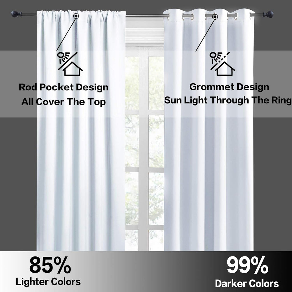 RYB HOME Small Window Curtains Blackout - Privacy Energy Saving Insulating Curtains Blinds for Bedroom Bathroom Basement Kids Nursery Kitchen, W 34 x L 48 inches, Greyish White, 2 Panels
