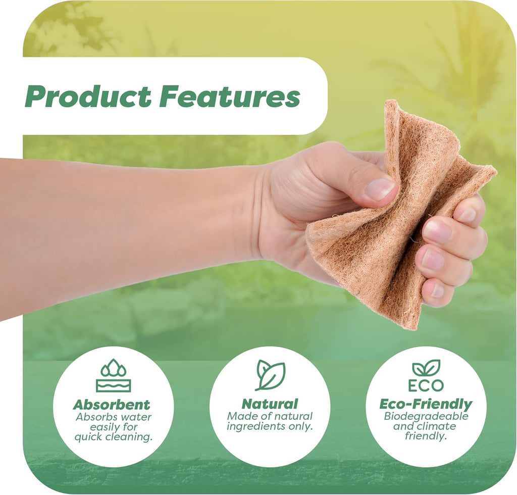 SCRUBIT 24 Natural Scouring Pads - Eco Friendly Scrubbing Pads for Kitchen Cleaning, Dishes, and Pots - Non-Scratch Kitchen Scrubbers - 100% Natural Sisal Fibers (24 Pack)
