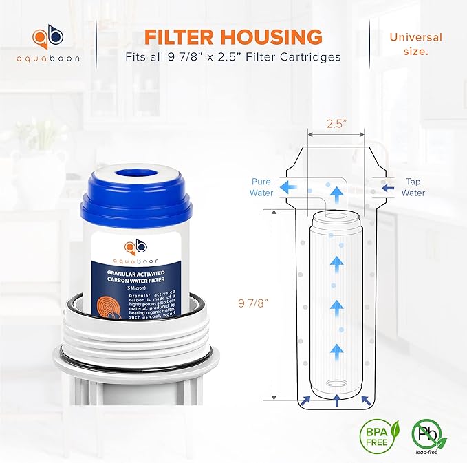 Aquaboon 5 Micron 10 x 2.5 Granular Activated Carbon Water Filter Cartridge GAC Water Filter Replacement Compatible with AP117, GAC-10, GAC1, 25 Pack