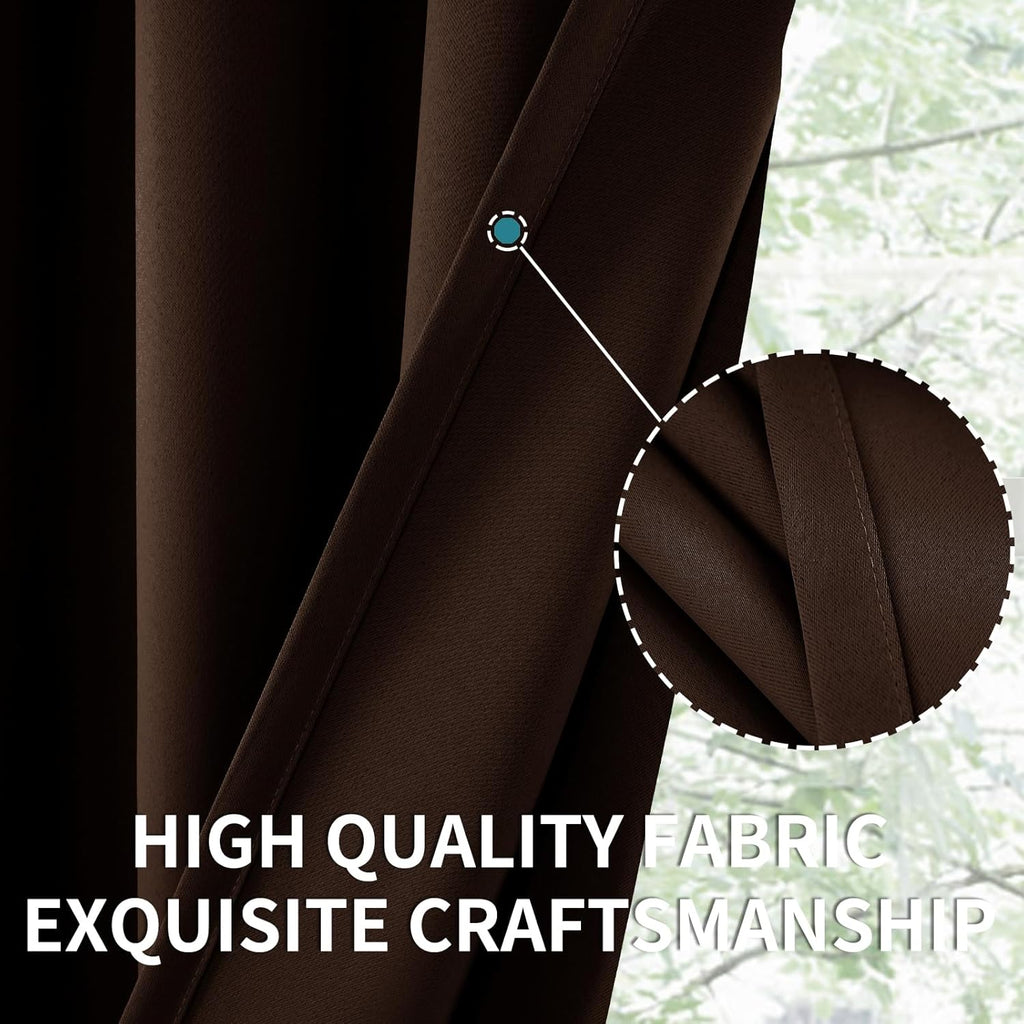 BGment Brown Kitchen Curtains 36 INES Long for Window Over Sink - Chocolate Cafe Window Drapes with Rod Pocket Blackout Blinds for Rv Bathroom, 34 x 36 Inch, 2 Panels