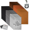 24 Pcs Felt Sheets for Crafts Felt Fabric Sheets, 8 Inch X 12 Inch Soft Brown Gray Craft Felt 1mm Thick A4 Stiff Felt Sheets for Patchwork (Brown Series)