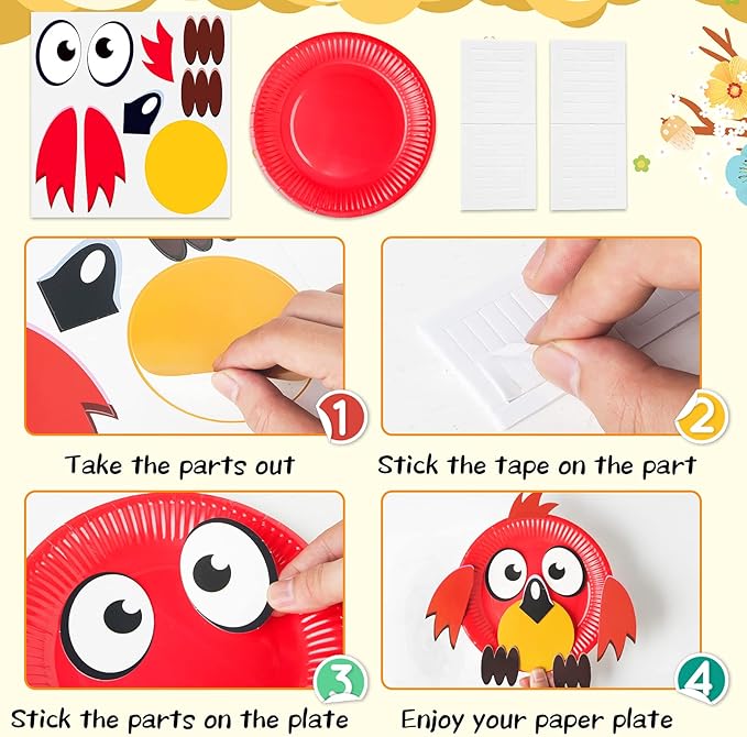 V-Opitos Arts and Crafts Kits for Kids, 12 Pack Simple Animal Paper Plate Crafts for Toddler Age of 2, 3, 4, 5 Years Old, Fun Preschool Classroom Activity Project for Boy & Girl