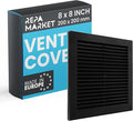 Repa Market 8 x 8 Inch (Outer) Black Square Air Vent Cover - Plastic Fresh Air Intake Vent - AC Cover with Nylon Mesh Screen, Wall, Ceiling HVAC Return Air Register, Modern Soffit Vents