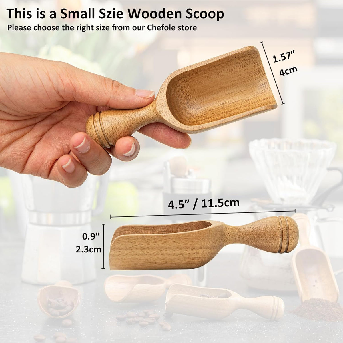 Wooden Scoops for Canisters 3PCS Acacia Wooden Scoop for Jars Small Wood Scoops for Canisters Wooden Scoop for Ground Coffee Scoop for Seasoning Bath Salt Laundry Shovel-Multipurpose