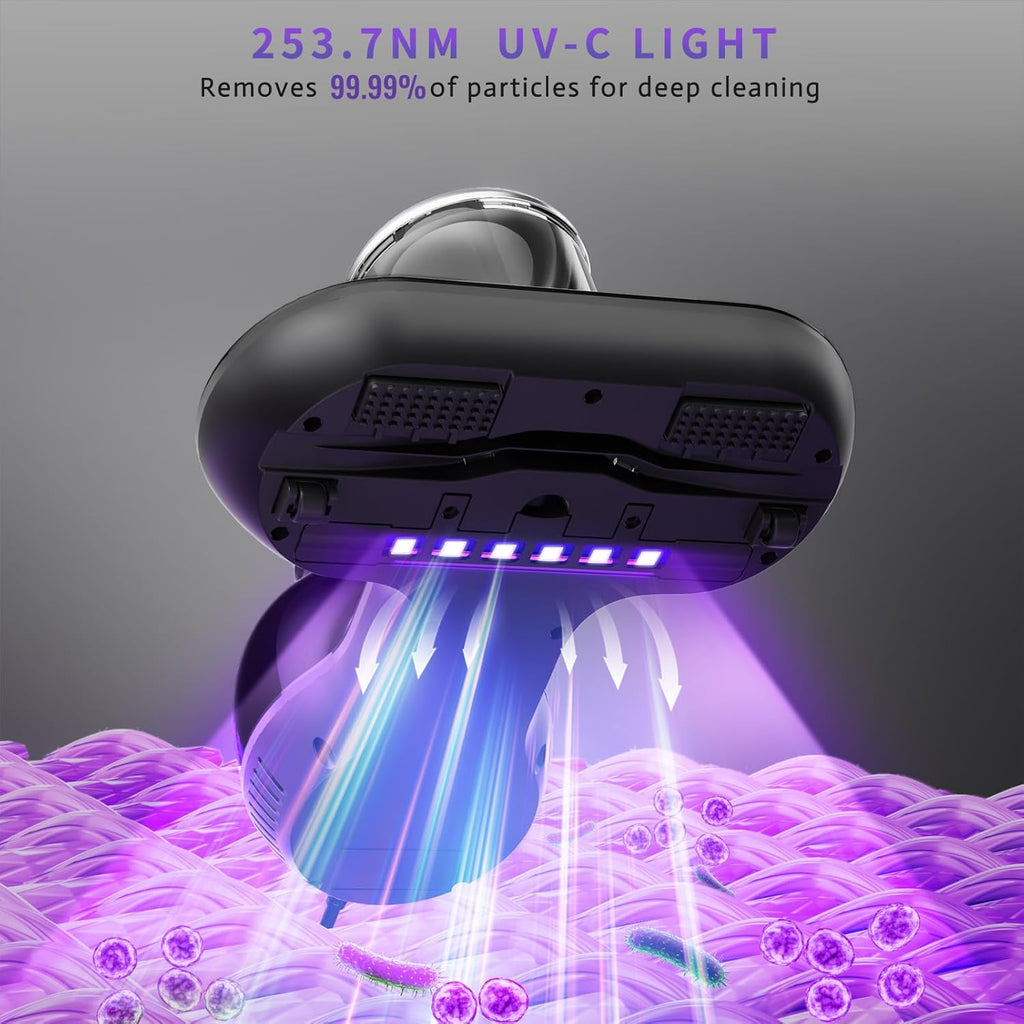 Mattress Vacuum Cleaner, Handheld UV Bed Vacuum Cleaner 16KPa & 12800 Vibrations Per/Min Upgraded Effectively Clean Up Bed, Pillows, Cloth Sofas, Carpets and Ther Fabric Surfaces