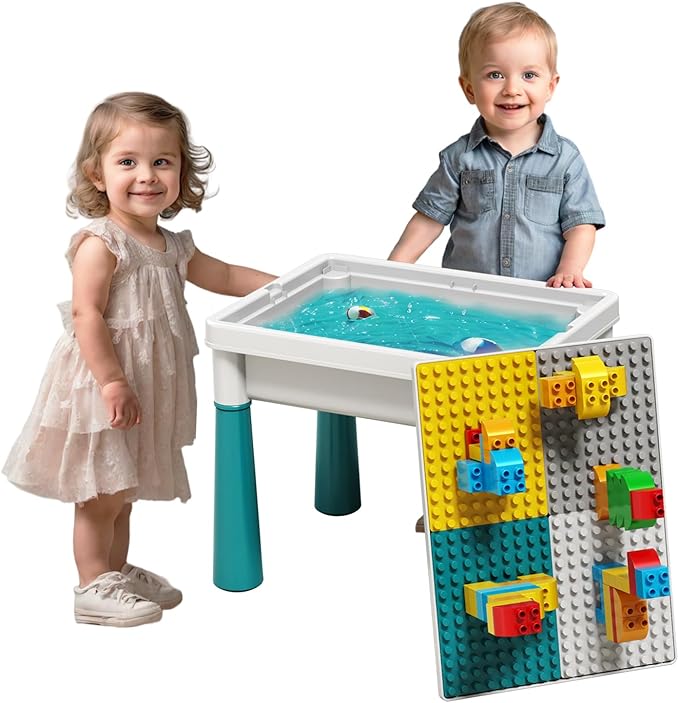 Small Activity Table for Toddlers 1-3, Kids Sensory Table for Playing Building Blocks, Marble Run Toy, Sand & Water, Color Dough, Art & Craft, Drawing & Learning (Small)