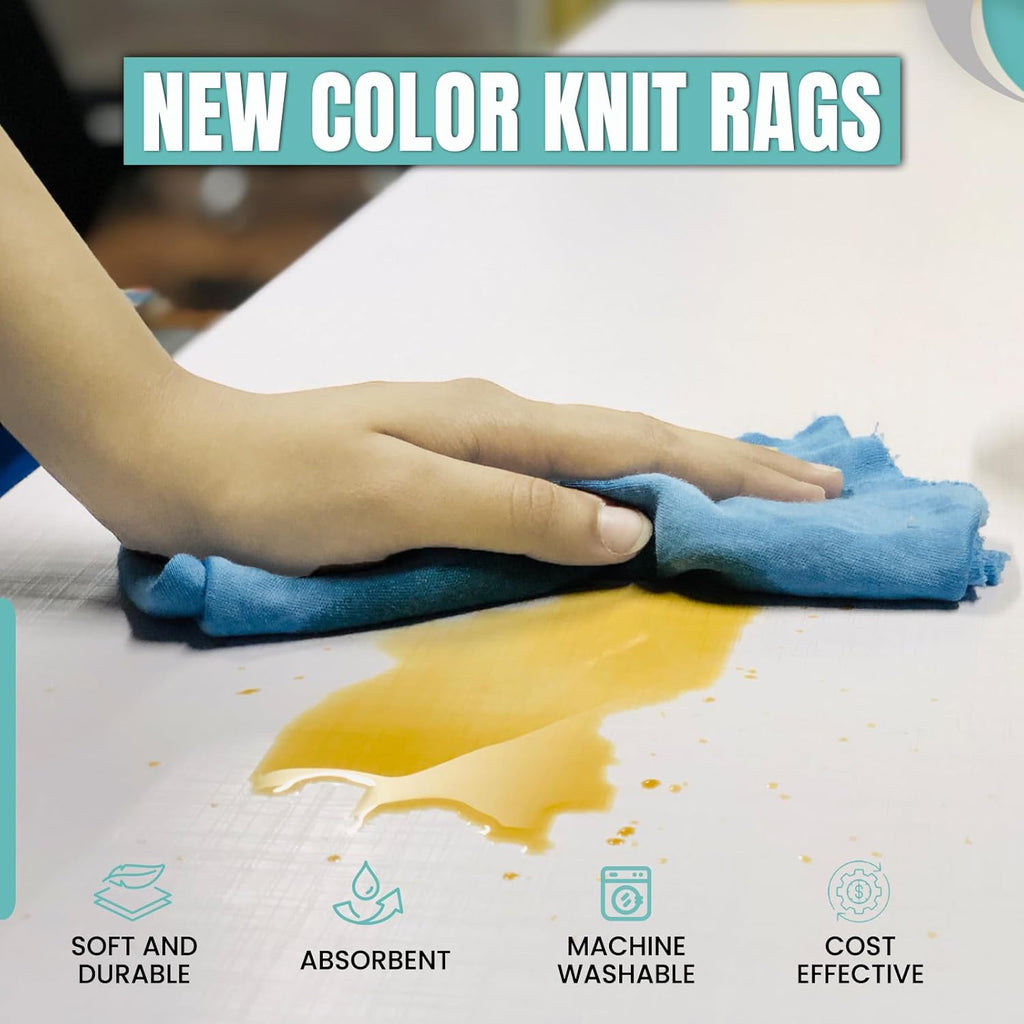 Premium Color Knit Cleaning Rags (4 lbs. Bag) – Shop Rags Bulk for Workshops, Mechanics, Painters, and Home Use, Multipurpose Cotton T-Shirt Rags