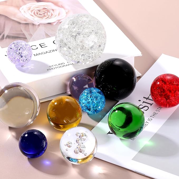 uxcell 40mm/1.6" Crystal Sphere Ball Glass Solid Decorative Sphere Crystal Ball Prop Ornament for Feng Shui Divination Fortune Telling Tabletop Fountain Decoration, Lake Blue