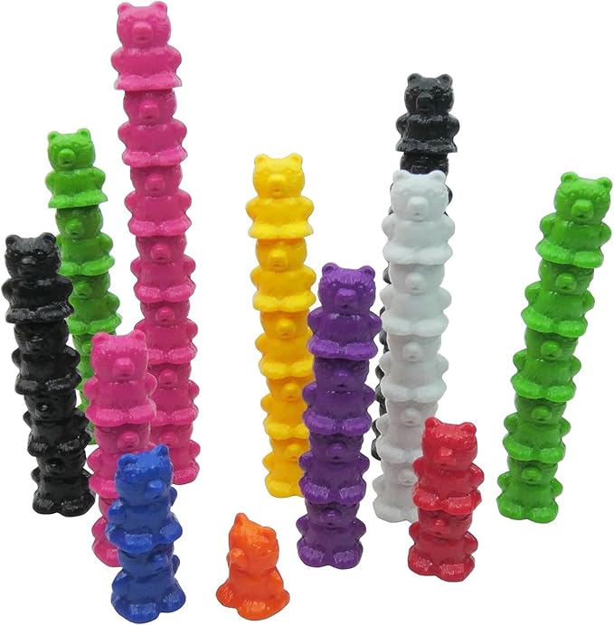 Skoolzy Rainbow Color Stacking Bears Toy_Building_Block 100 pcs Set, Color Matching Toys Sorting Games for Toddler, Preschool, Kindergarten, First Grade