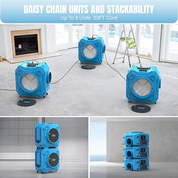Air Scrubber with 3-Stage Filtration, 750CFM HEPA Air Scrubber Negative Air Machine with Lockable 360° Wheels & Auto-Foldable Handle, Portable Heavy Duty Air Cleaner for Home Industrial Commercial Use