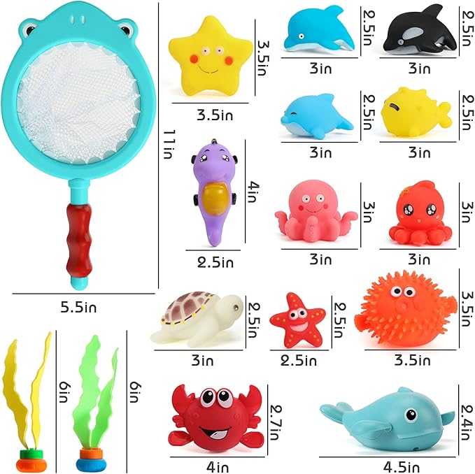 Shindel 16 PCS Baby Bath Toys, Floating Pool Toys for Kids Toddler Boys Girls