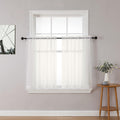 Chyhomenyc Ivory Sheer Curtains Tier 36 inch Length 2 Panels, Light Filtering Airy Rod Pocket Short Curtains Window Treatment for Small Windows/Bathroom/Cafe/Living Room/Farmhouse, 42x36 Inch