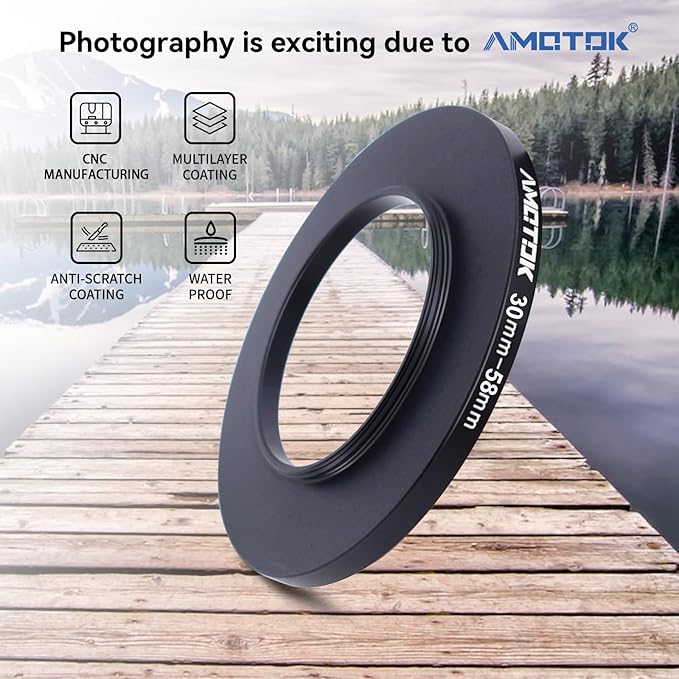30mm Lens to 58mm Camera Lens Adapter,30mm to 58mm Filter Step up Ring Adapter Ring,Compatible All 58mm Filter Accessory