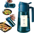 TrendPlain 16oz/470ml Blue Glass Olive Oil Sprayer for Cooking - 2 in 1 Olive Oil Dispenser for Kitchen Gadgets, Air Fryer, Salad, and BBQ - Navy