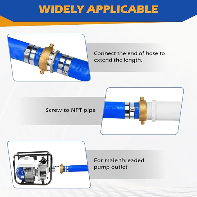 1.5" x 50 ft Discharge Hose for Swimming Pools, Heavy Duty PVC Lay Flat Water Backwash Hose,Durable Pool Drain Hose with Aluminum Pin Lug Fittings for Water Pump And Filters