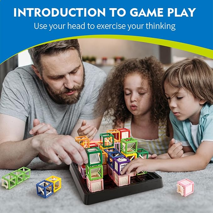 [2025 New] Reasoning Laser Maze, Ultimate STEM Toys for Boys Age 8-12, Logic Game with 60+ Challenges, Toy for 8 9 10 11 12 13 14 Year Old Kid & Adult Birthday Gift - 37 Pcs Cubes